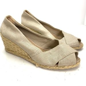 Ralph Lauren CECILIA Linen Espadrille Wedges sz 9